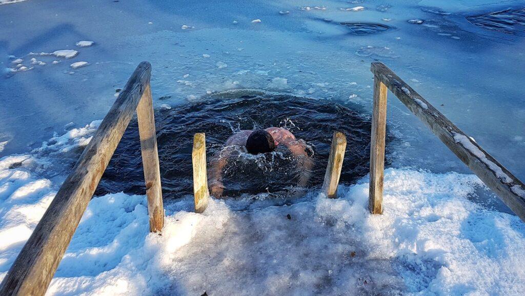 bathing in the ice-hole